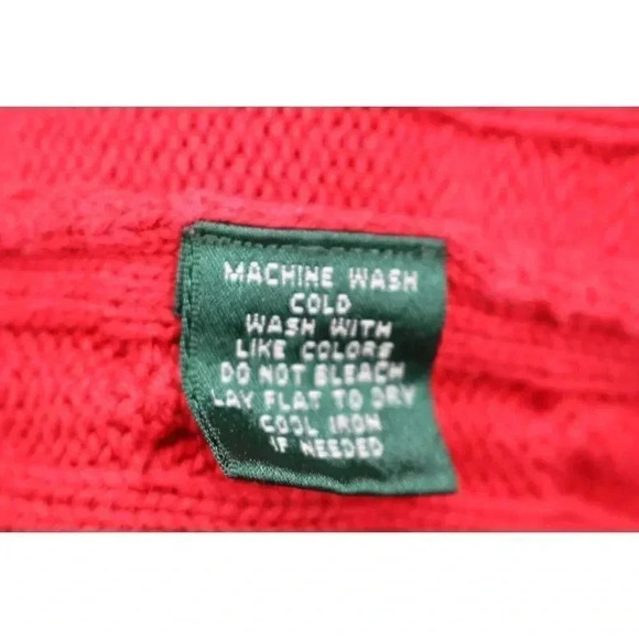 Lauren Ralph Lauren Women's Red Cable Knit Sweater-Size Large - Picture 6 of 8